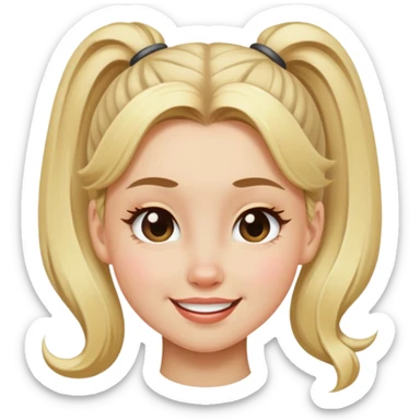 blonde girl with high pony hair, she is making a wink sticker