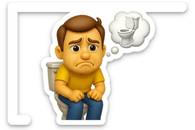 emoji stile iphone che riguarda l'argomento "stipsi/andrò al bagno oggi?", iperrealistico 4k sticker