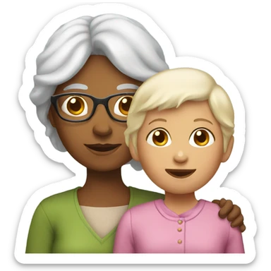 Grandmother with a girl sticker