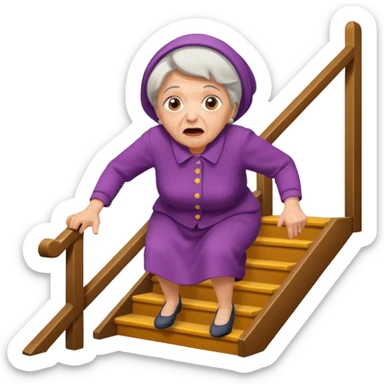 Make a emoji of a grandma falling down the stairs. sticker