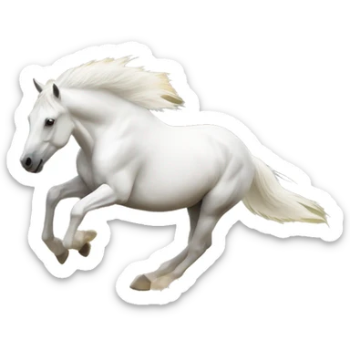White stallion running in the prairieland sticker