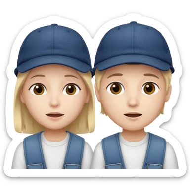 Make me a twin writing a cap while listening to a song sticker