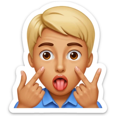 A person sticking there tounge out with nails clocking their fingers together sticker