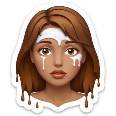 Brown Hair, Woman, white paint drip, face, hot, Sexy, lips sticker