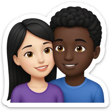 With boy kisses black girl sticker