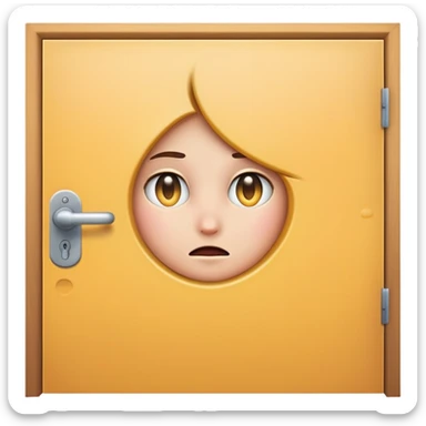shy face peeking out from behind a door, only face visible from the front emoji sticker