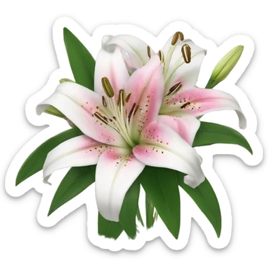 pink and white lilies bouquet sticker