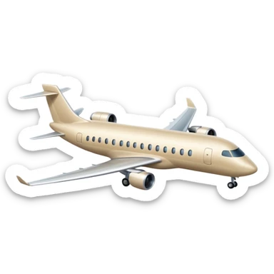 long light beige passenger airplane sticker