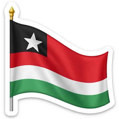 A horizontal tricolour flag of red, white, and black; charged with two green stars at the centre. sticker