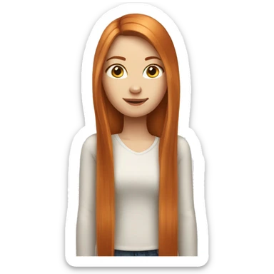 Beautiful girl with long straight ginger hair  sticker