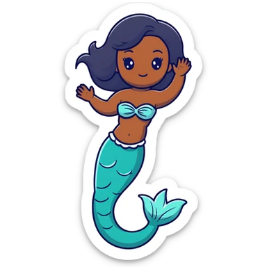 black mermaid with dark skin sticker