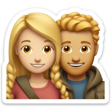 couple hug with warm smiles blonde girl and ginger man  sticker