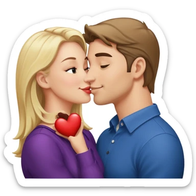 a good looking man and good looking woman are Kissing, indoor sticker