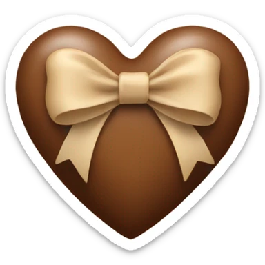 brown heart with beige bow sticker