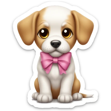 Cute puppy whit a bow  sticker