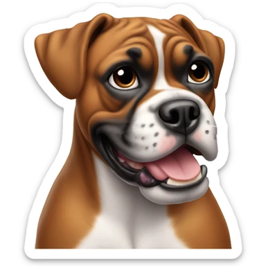 boxer dog smile listen music with airpods sticker