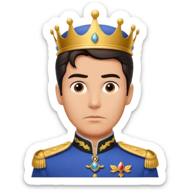 old adult prince eric with serious facial expression and prince uniform sticker