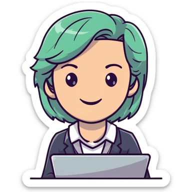 smiling English teacher with airtouch hair and grey-green eyes sticker