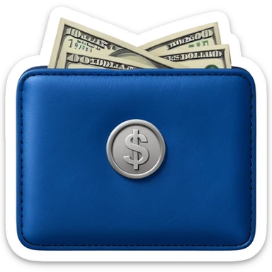  Deep Blue wallet with a single one dollar bill inside, just one dollar sticker