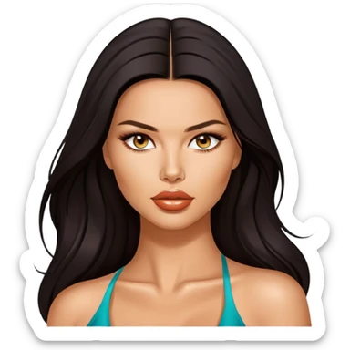Adriana Lima, beautiful Brazilian supermodel with long dark hair and striking features sticker