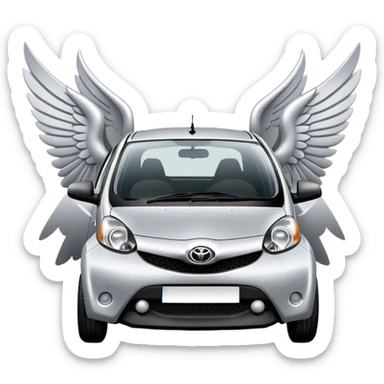 2008 Toyota Aygo Silver with Wings and Halo sticker