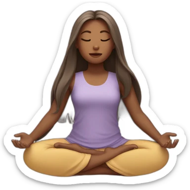 a girl with long hair is meditating sticker
