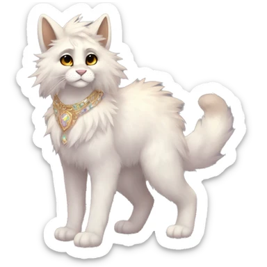 Furry, sparkle, iridescent, colorful, pastel, edgy, cool, fantasy beautiful, brown, beige, white, divine, godly, angelic, animal, anthro, full body, fursona, feline sticker