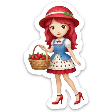 pretty and cute realistic modern day strawberry shortcake full body with high heels emoji sticker