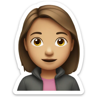 Little brown hair girl standing on a road  sticker