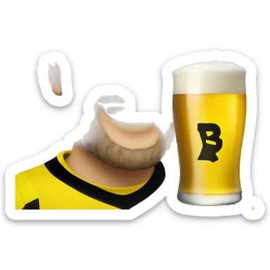 Borussia dortmund fan with beer sticker
