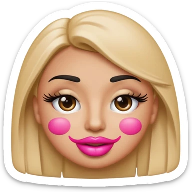 Standard emoji with pink pout lips and thick eyelashes sticker