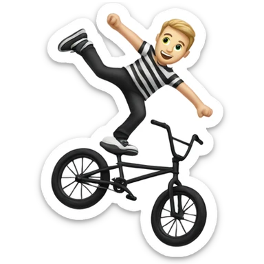 white guy with striped shirt jumping a bmx bike sticker