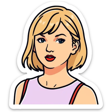 Hyperrealistic, 8k quailty, 5000x5000 pixels, digital illustration of singer Taylor Swift era tour. Vivid, detailed, clean, smooth lines, isolated. sticker