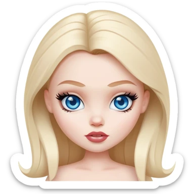 pretty bratz baddie, pale skin, blue eyes sticker