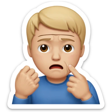 Sobbing emoji with a fist over his mouth sticker