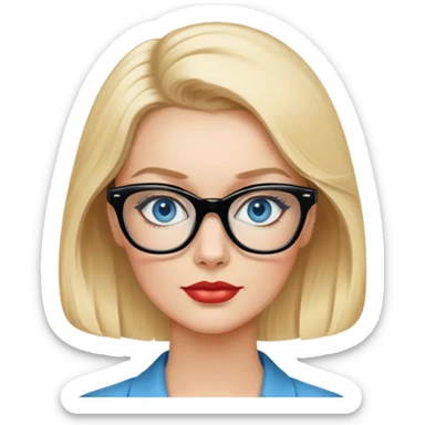 50's pin up,  blonde, black glasses and blue eyes  sticker