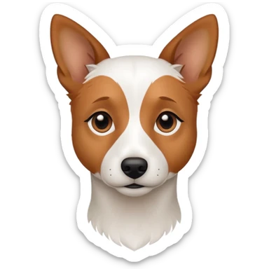 a fully white jack russell the size of a kelpie with light brown ears and a light brown patch on one eye sticker