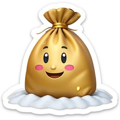 3D emoji style, money bag with dollar bills, New Year theme, snow particles, festive lighting, rich vibe, high detail, transparent background

 sticker