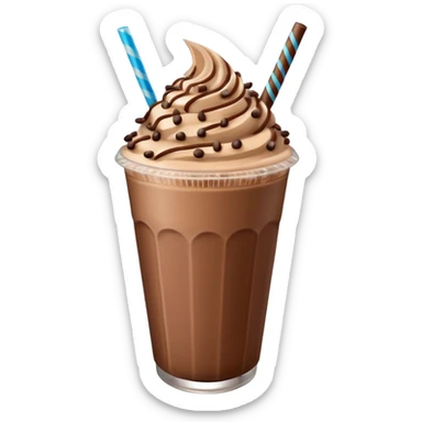 Chocolate mocha frappe latte chai latte drink with a chocolate straw and yummy chocolate sprinkles sticker