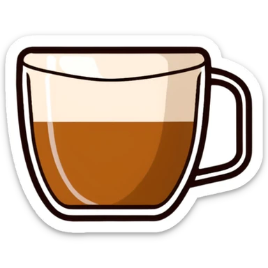 Small Gibraltar glass with cortado espresso, light brown color on top (NOT WHITE), deepening to darker brown at bottom, smooth surface, no froth or swirl sticker