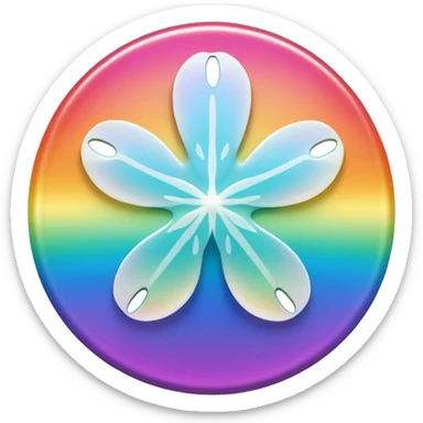 white iridescent rainbow-gradient shiny sand-dollar sticker