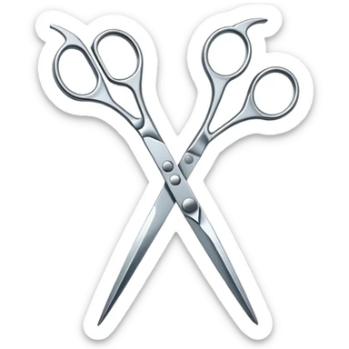 shiny metal hairdressing scissors sticker