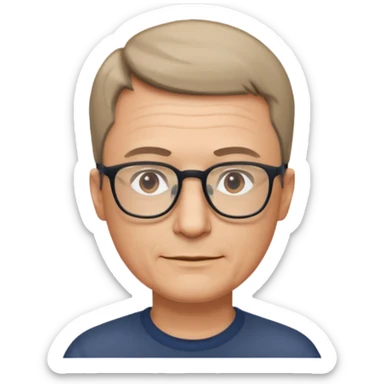 hombre, 50 años pelo poco rapado delgado con gafas sticker