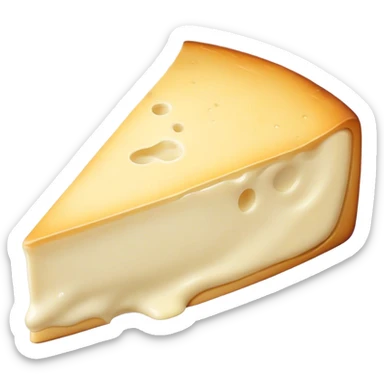 Cinematic Realistic Brie Cheese Emoji, featuring a creamy, soft-ripened cheese with a delicate rind rendered with lifelike detail and inviting, natural lighting. sticker
