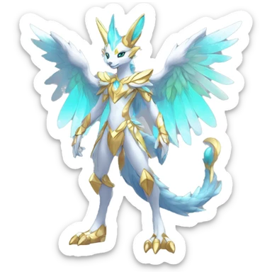 Anthro Sona Colorful Godly Celestial Shiny Fakemon Fantasy Creature Full Body sticker