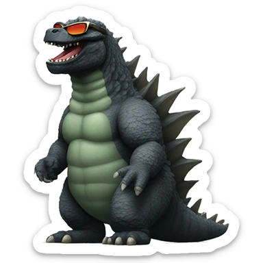 Godzilla with sunglasses  sticker