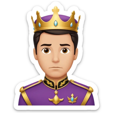old adult prince eric with serious facial expression and prince uniform sticker