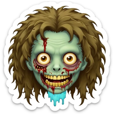 zombie with Brunette fluffy hair and grillz sticker