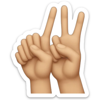 The two hands close side by side with just the middle and index fingers raised sticker