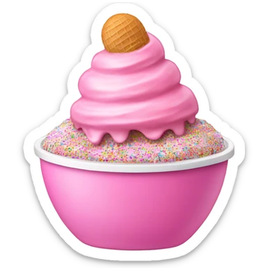 Pink ice cream in bowl with sprinkles NO cone sticker